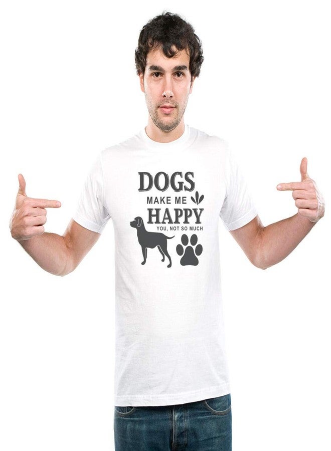 UDNAG Unisex Polyester Round Neck Graphic ' Dogs Make Me Happy' Regular Fit T-Shirt |White [Size 2YrsOld/46in Chest [XX-Large] - Image 3